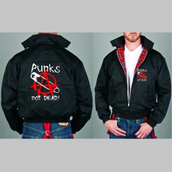 Punks not Dead Bunda Harrington s hrejivou podšívkou farby RED TARTAN, obojstranné logo (s kapucou iba v čiernej farbe je za 42,90euro) 